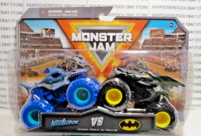 Monster Jam 2022 paquete de 2 batimóviles Megalodon vs Batman, camiones monstruo 1/64, muy buen estado Foto 1 de 4