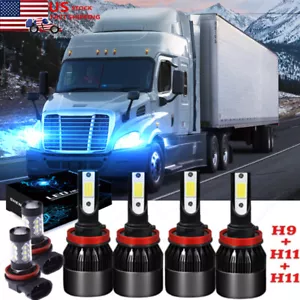 Juego de 3 bombillas de faros LED 8000K + kit de luces antiniebla para Freightliner Cascadia 2008-16 - Imagen 1 de 12