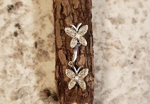 Butterfly Dangle Sterling Silver Pendant 925 - Picture 1 of 5