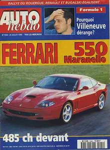 AUTO HEBDO Nr. 104424/07/1996 Ferrari 550 Maranello Westfield Villeneuve - Bild 1 von 1
