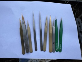 Dumont, Bergeon tweezers 10pce brass, steel, Titan,4,1,7S,WA15H, Ti,