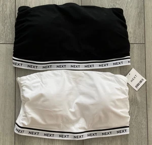 NEXT 2ER PACK BANDEAU STYLE BH’S..BRANDNEU..GRÖSSE 16..SCHWARZ & WEISS - Bild 1 von 4