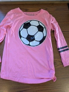 Justice Soccer Balls Sport LS Reglan Tee Pink Size 8 -10 Gymnastic Heart Shirt - Picture 1 of 14