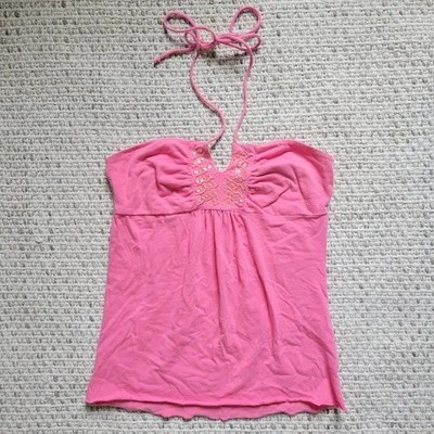 Camiseta sin mangas Y2K Energie para mujer mediana rosa caliente tubo halter con cuentas lentejuelas Foto 1 de 4