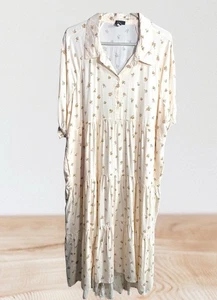 Torrid Maxi Challis Hi-Low Tiered Shirtdress Floral Size 1 Plus - Bild 1 von 6