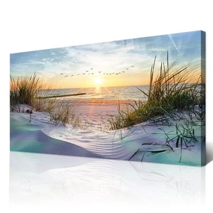 Canvas Wall Art For Living Room Wall Decor For Bedroom Blue Sea Beach Scenery... - Picture 1 of 6