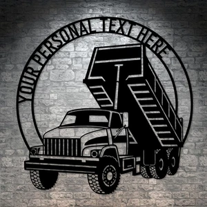 Personalized Dump Truck Name Metal Sign. Custom Lorry Driver Wall Decor Gift - Picture 1 of 6