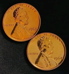 1963 & 1964-P PP Lincoln Cent Lot (2) ~ Kostenloser Versand! - Bild 1 von 3