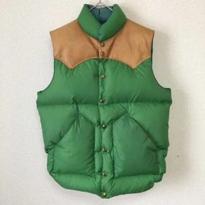 Rocky Mountain Featherbed Down Vest Green Leather Yoke Size40 Outdoor Used - Picture 1 of 20