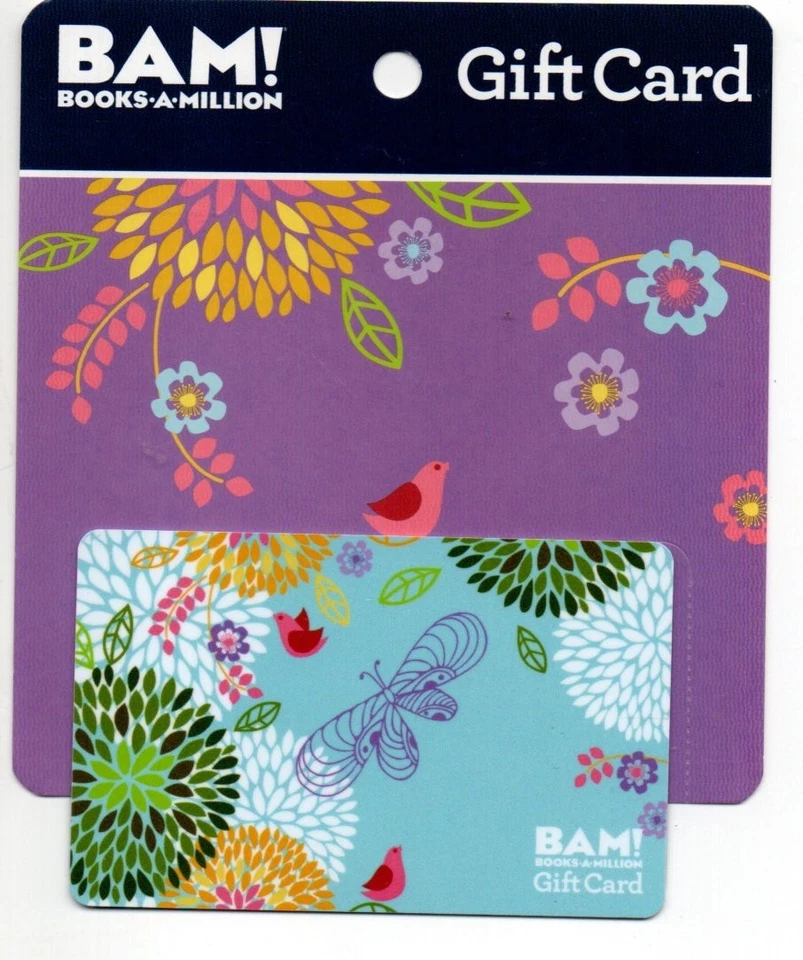 Books A Million Flowers Blue Gift Card On Backer No $ Value Collectible BAM! - Image 1 of 1