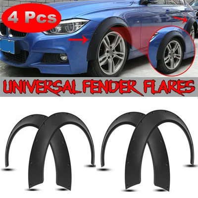 4PC Flexible Durable Polyurethane Car Fender Flares Extra Wide Body Wheel Arches - Image 1 of 4