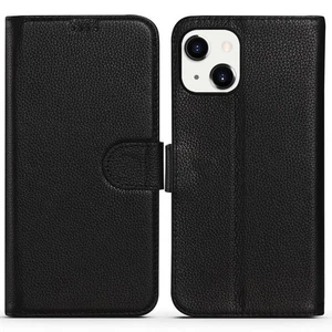 For Apple iPhone Models Case Cover Flip Wallet Folio Real Genuine Leather - Picture 1 of 3
