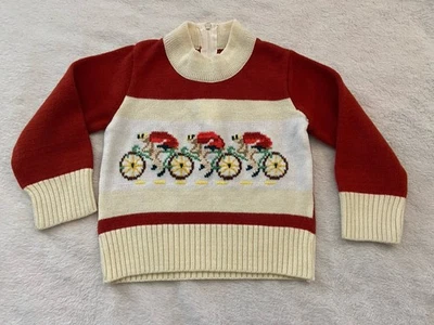 Suéter Vintage Bebé Niño Tejido Top Invierno Bicicletas 6-9 Meses Sin Etiqueta Foto 1 de 4