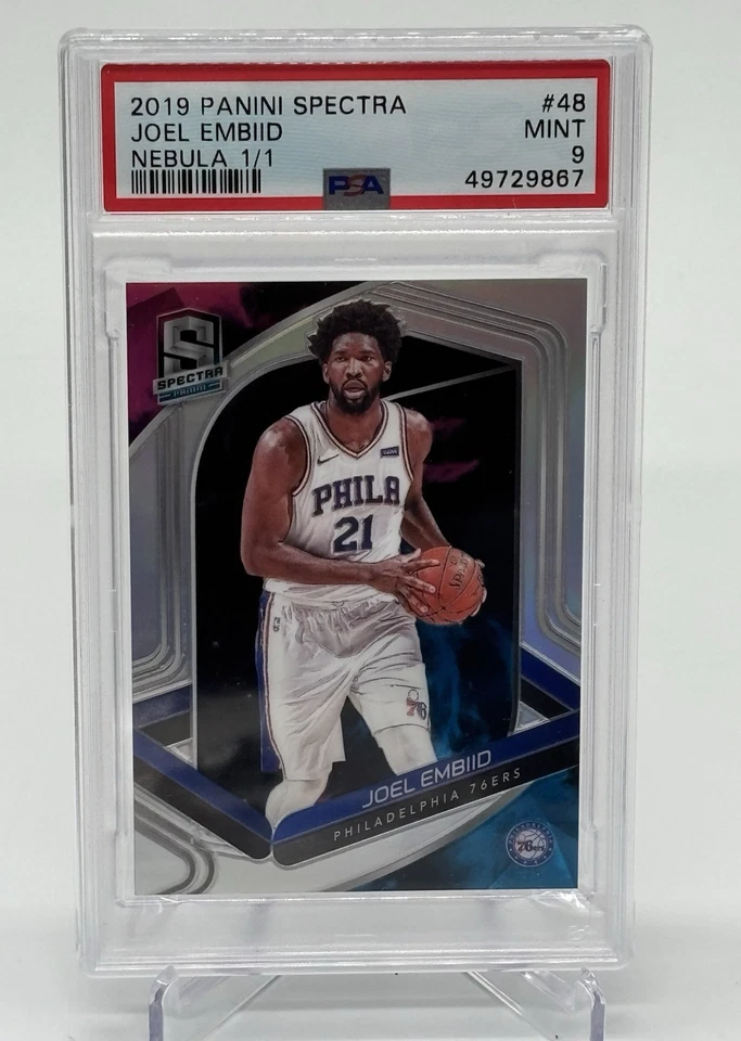 2019-20 Panini Spectra Nebula Joel Embiid #48 1/1 PSA 9 Mint POP 1 - Image 1 of 3