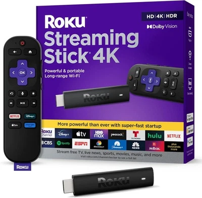 Roku Streaming Stick 4K HDR w/ Voice Remote, Dolby Vision & Long-Range Wi-Fi - Image 1 of 4