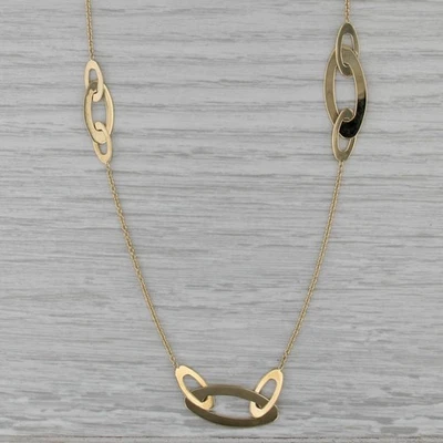 Collar cadena cable estaciones eslabones ovalados asimétricos Roberto Coin oro 18k 18" Foto 1 de 4