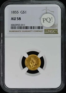 1855 Gold Dollar Type 2 G$1 NGC AU58 - Picture 1 of 2