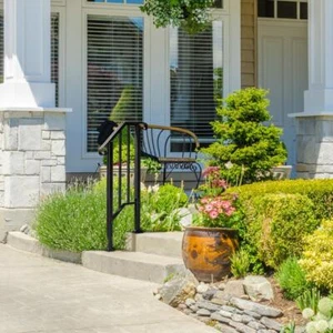 Wrought Iron Handrail Picket Stair Rail for One-Two Step Handrail Outdoor Stairs - Picture 1 of 8