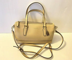 COACH Mini Satchel Crossbody Saffiano Leather Handbag 49392 Light Tan Butter New - Picture 1 of 14
