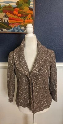 Cárdigan Suéter Classiques Entier Cuello Chal Gris Marrón Algodón Talla Mediana M Foto 1 de 4