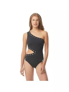 Michael Michael Kors Black Cruise 2020 One Shoulder Side Out Rivets, Sz 12, NWT - Picture 1 of 12