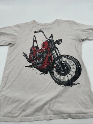 Place T-Shirt Youth Boy X-Large Graphic Print Motorcycle White ..#17110 - Image 1 of 4