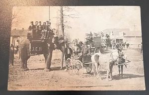 RPPC J.E. Henry Shows Traveling Circus JIP the Elephant & Band Nebraska c. 1910 - Picture 1 of 2