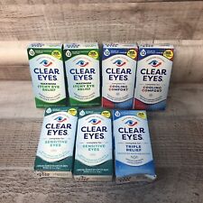 Clear Eyes Eye Drops 7 items Lot New in Box! Triple Sensitive Itchy Cooling