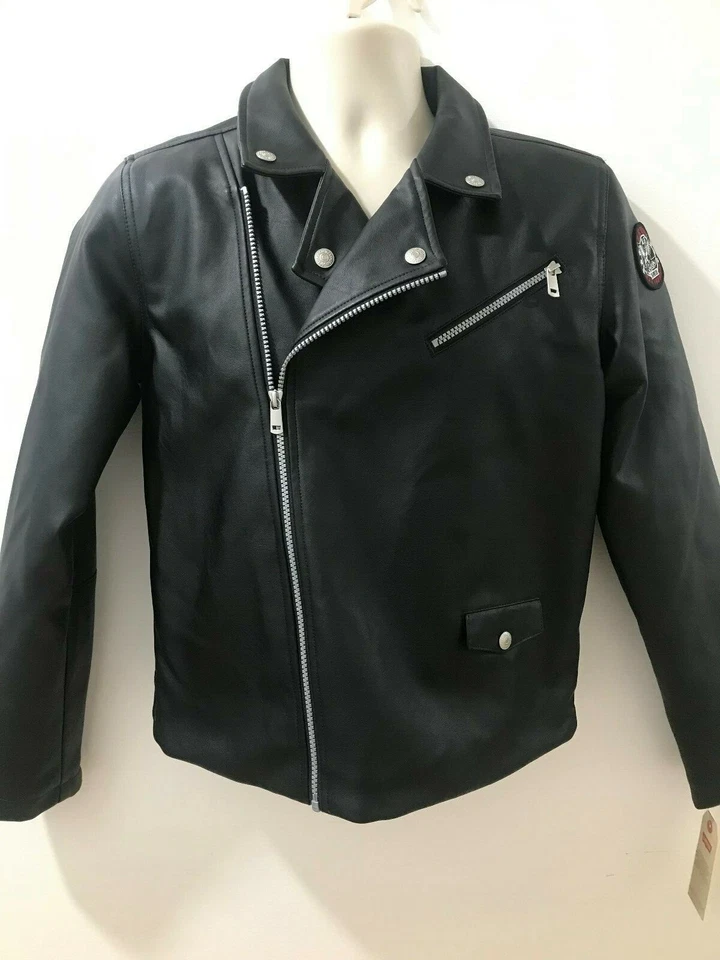 Levi's Big Girls Black Sz XL Full Zip Faux Leather Moto Jacket #915810