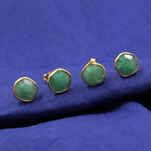Emerald Gold Plated Daily Wear Stud Combo Earring Set Sterling 925Silver Jewelry