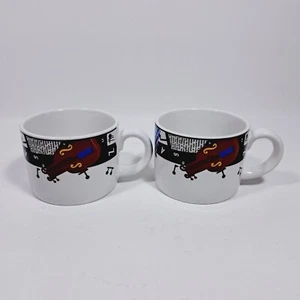Sakura COMPOSITION #5 Deborah Mallow Coffee Cups Music Jazz Newspaper Set of 2 - Picture 1 of 7