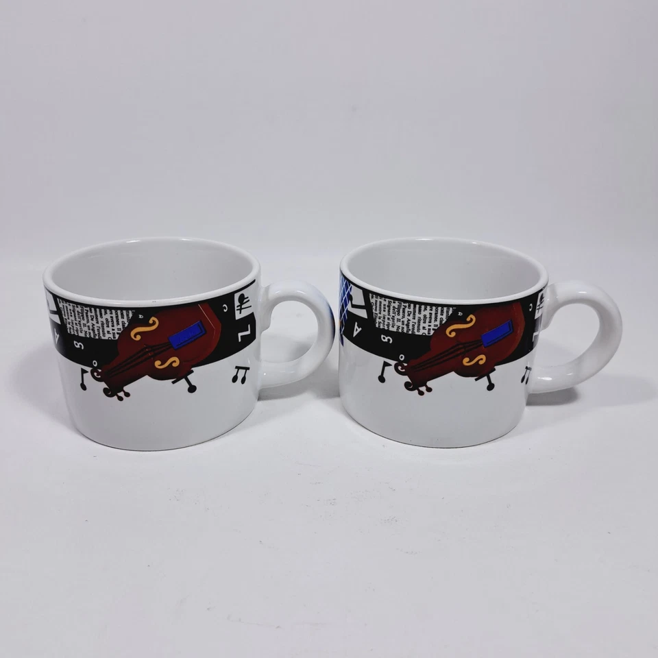 Sakura COMPOSICIÓN #5 Deborah Malva Tazas de Café Música Jazz Periódico Juego de 2 Foto 1 de 4