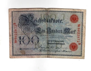 XXX-Rare genuine german 100 Mark empire banknote 1908  ok cond rare variation !! - Picture 1 of 2