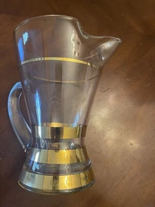 MCM Vintage West Virginia Glaskrug Goldverkleidung 1950er Jahre Bar Mitte des Jahrhunderts modern - Bild 1 von 16