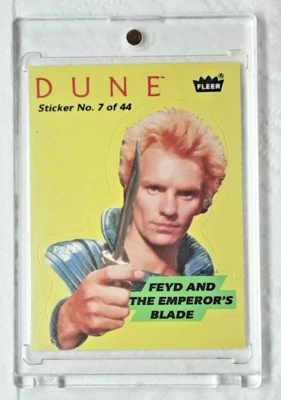 1984 DUNE MOVIE TRADING CARD STICKER 7 FEYD AND THE EMPEROR'S BLADE - Image 1 of 2