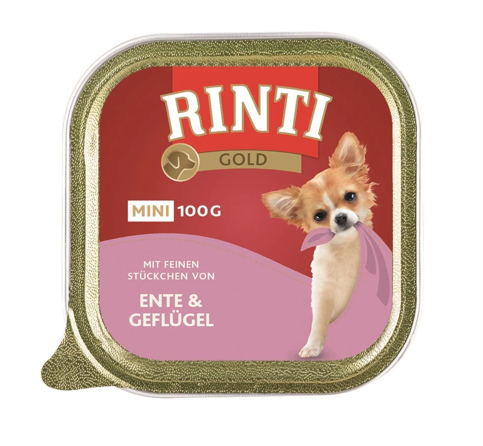 Rinti Gold Mini Ente & Geflügel 16x 100g Nassfutter Feuchtnahrung Hundefutter - Bild 1 von 1