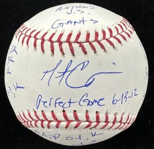Matt Cain Perfect Game 6-13-12 Signed Stat Baseball MLB Holo - Picture 1 of 6