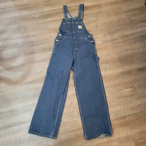 Salopette carpentiere vintage Carhartt uomo blu cotone denim bavaglino 100 anni anniversario - Foto 1 di 10