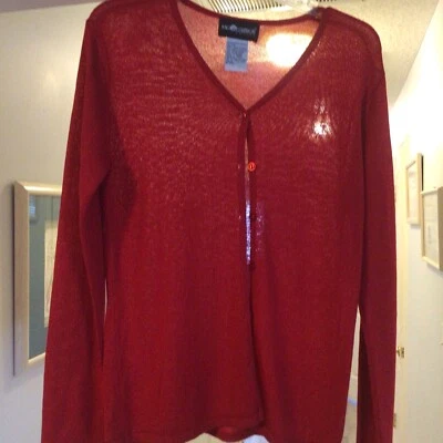 Sag Harbor Petite Small V Neck Long Sleeve Full Button Red Cardigan, NWOT - Image 1 of 4