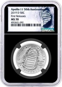 2019 D 50C Apollo 11 50th Anniversary Half Dollar NGC MS70 First Releases - Picture 1 of 2