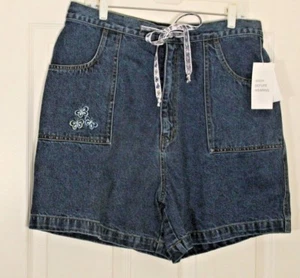 LA Blues Jean Denim Shorts Women 16W Plus Butterfly Ribbon Drawstring NWT $29.99 - Picture 1 of 6