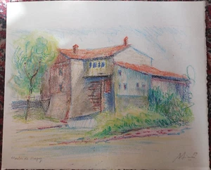Mill Magny A.Simon 1926-2014 1989 Artist Lorraine Pencil - Picture 1 of 4