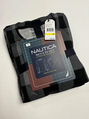 Nautica Waffle Knit Men's Buffalo Plaid Pajama Set 2 Pc Long Sleeve & Jogger MED - Image 1 of 4