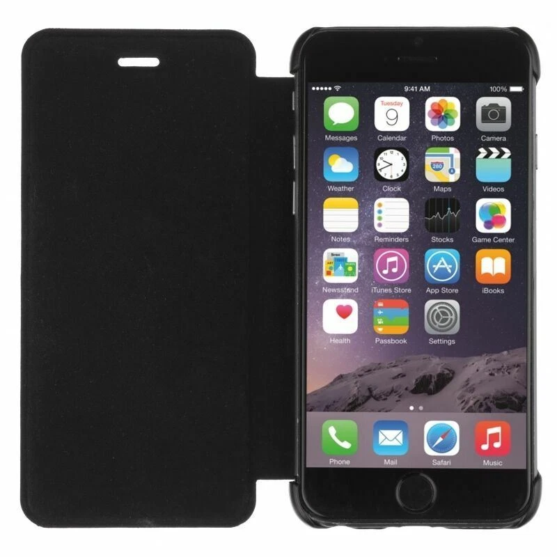 Funda Delgada iPhone 6/6s Ligera Ultra Delgada Folio + Protector de Pantalla Negra Foto 1 de 4