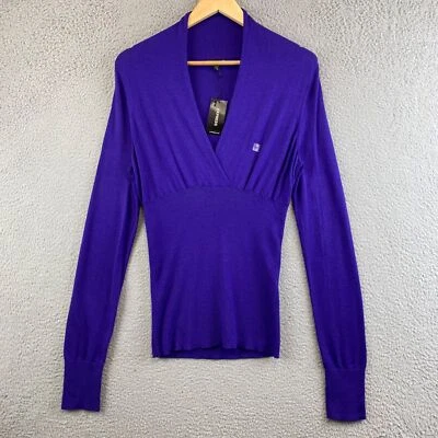 Nuevo Suéter Express Mujer Medio Envolvente Top Azul Foto 1 de 4