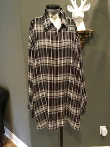TravelSmith Black & White plaid Semi Shear Tunic Shirt Top 3X NWOT - Picture 1 of 8