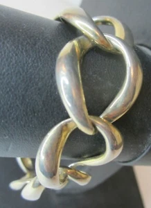 Brazalete de cadena revestido de oro con eslabones grandes sin marca cierre de caja 7" - Imagen 1 de 2