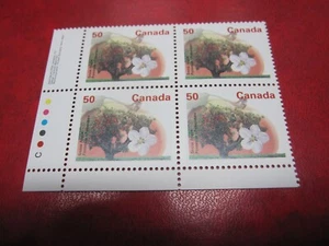 CANADA UNITRADE# 1365 50c FRUIT TREE DEF. USA RATE LL INSCRIPTION BLOCK MNH - Picture 1 of 2