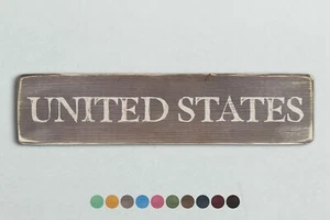 UNITED STATES Vintage Style Wooden Sign. Shabby Chic Retro Home Gift - Picture 1 of 2