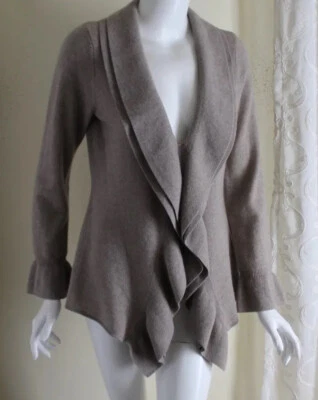 Marisa Christina Sz M коричневый женский романтический с оборками длинный 100% кашемир свитер - Изображение 1 из 4